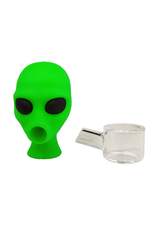 4'' SILICONE ALIEN HEAD GLASS HAND PIPE