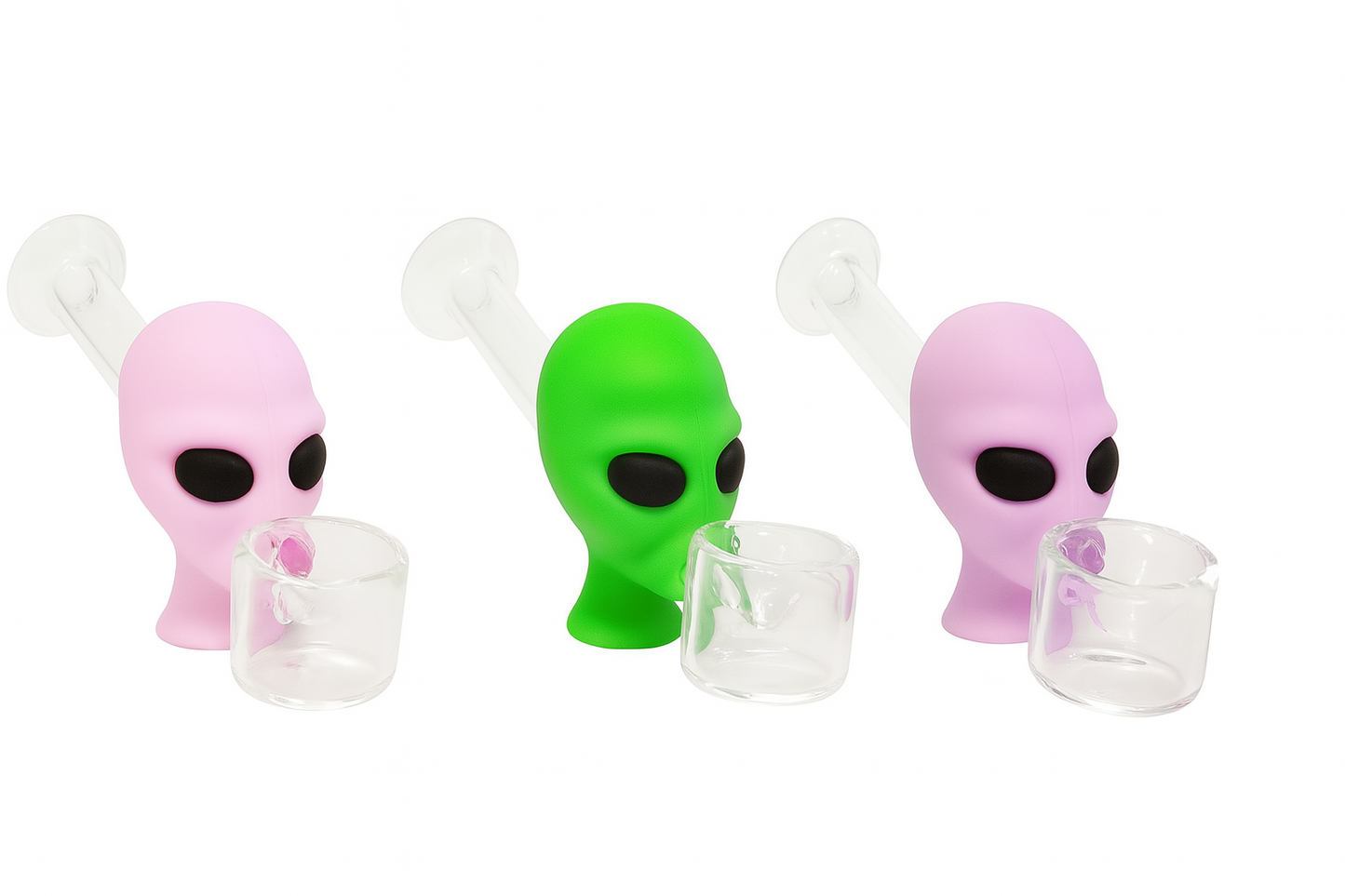 4'' SILICONE ALIEN HEAD GLASS HAND PIPE