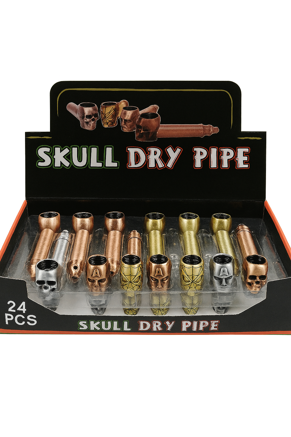 Skull Face Metal Smoking Handpipe-2pcs