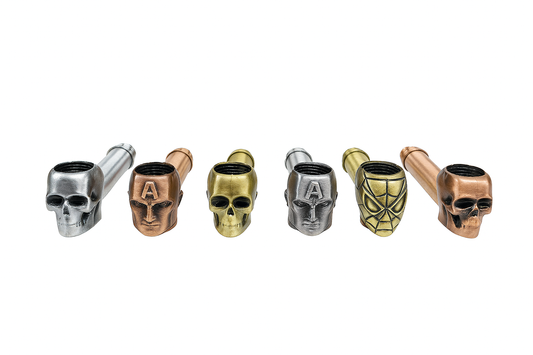 Skull Face Metal Smoking Handpipe-2pcs