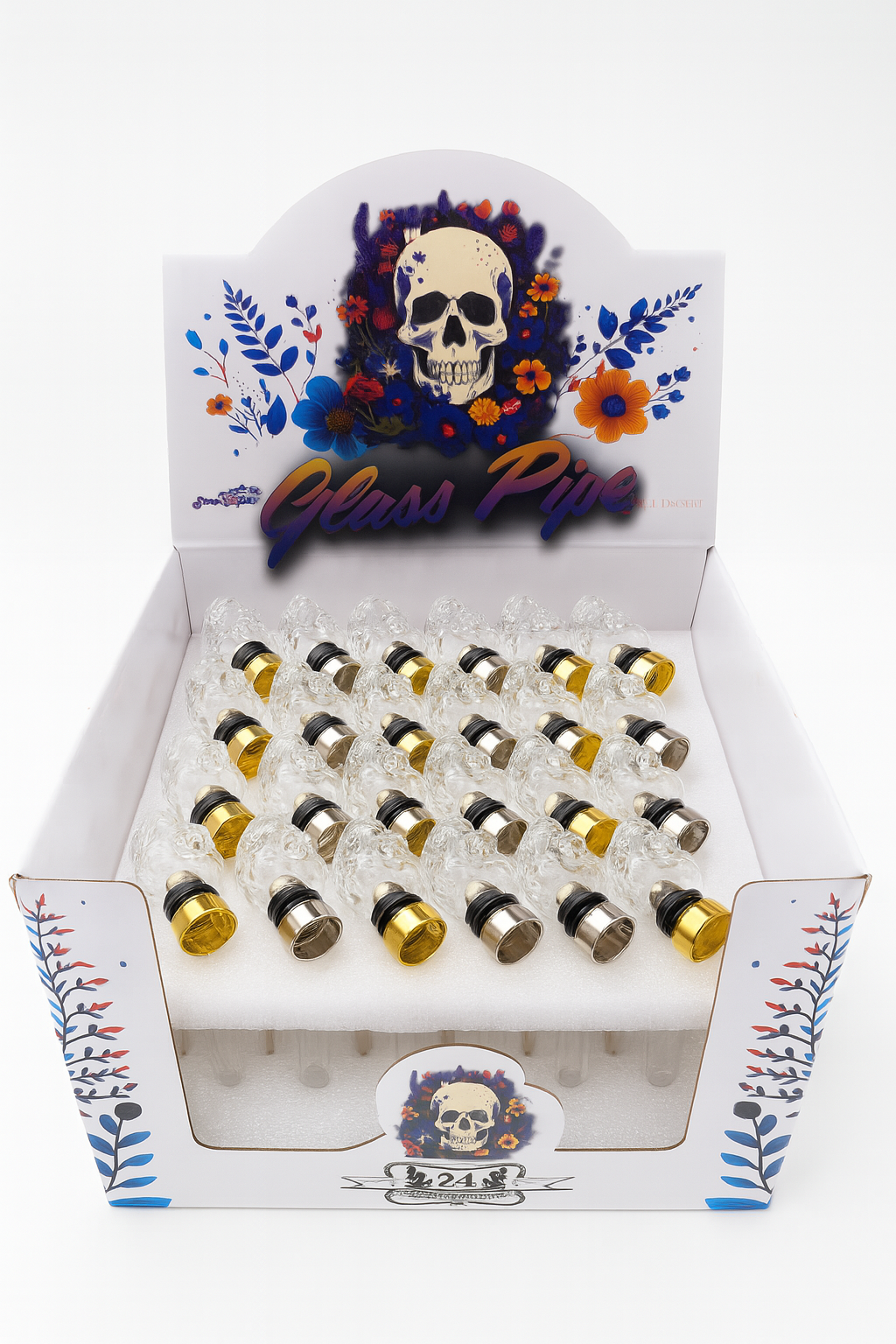 4.5'' Skull Face Handmade Transparent Glass Oil waterpipe