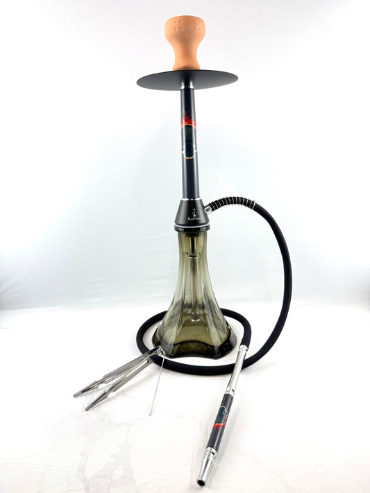 24" Mona Three Phased Conical Glass Base With Metal Body Single Hose Hookah