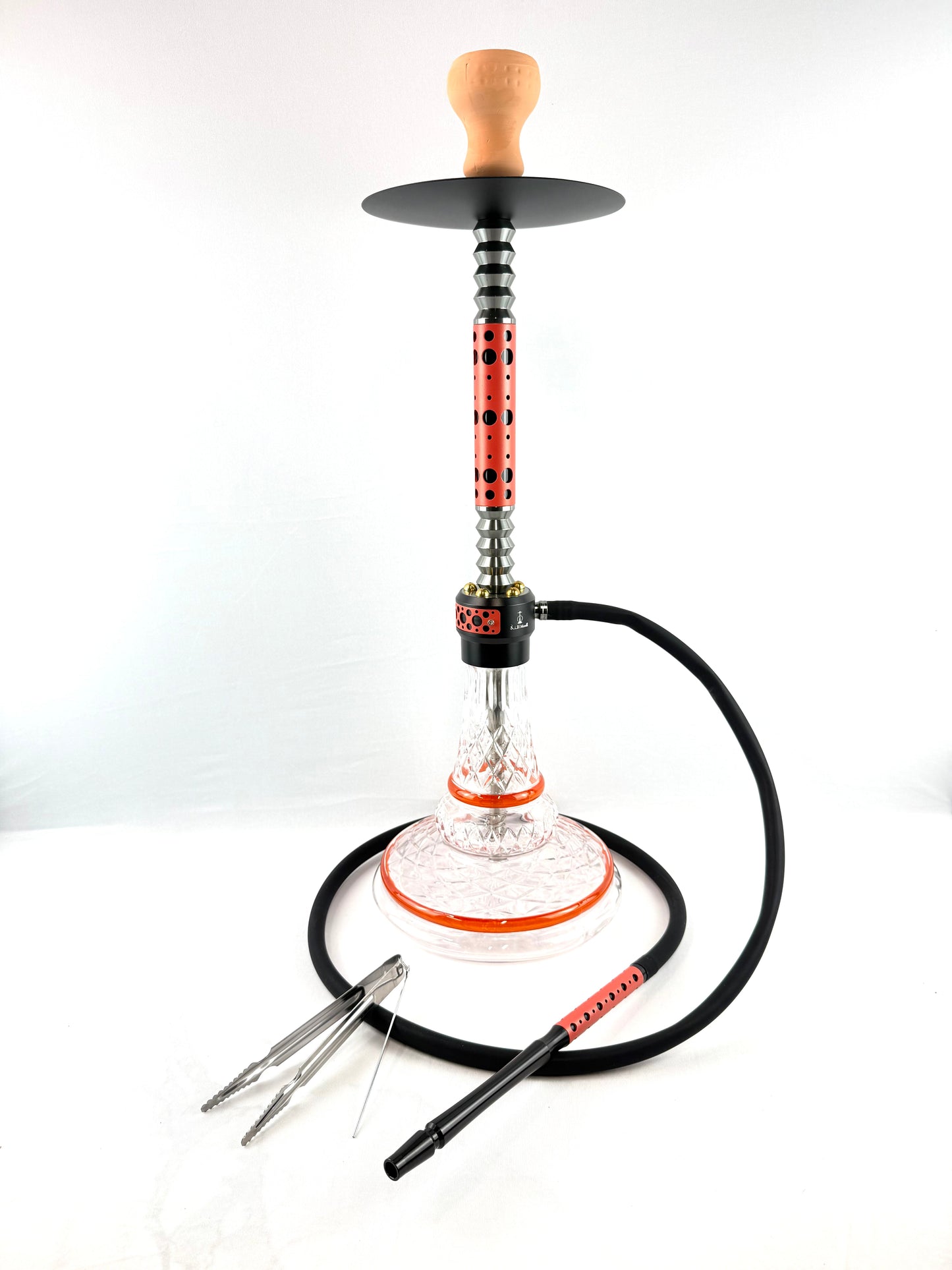 28" Mona Grooved Glass Base Modern Style Dual Color Single Hose Hookah