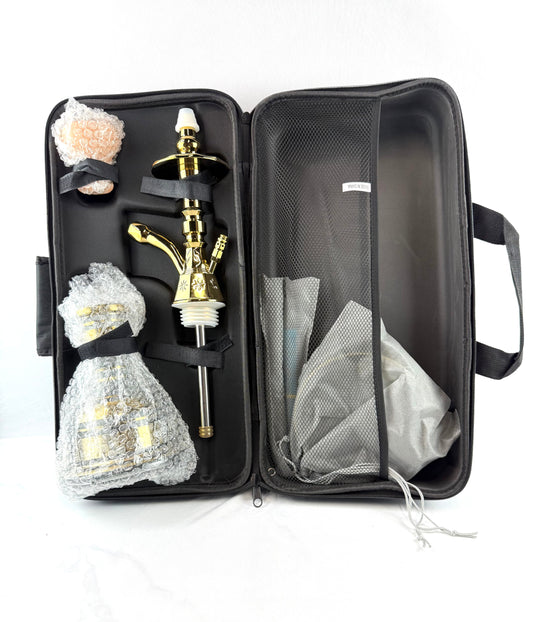 20" Mona Gold Plated Metal Engraved Single Hose Hookah