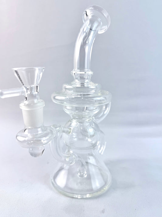 8" Clear Glass Recycler Dab Rig/Bong