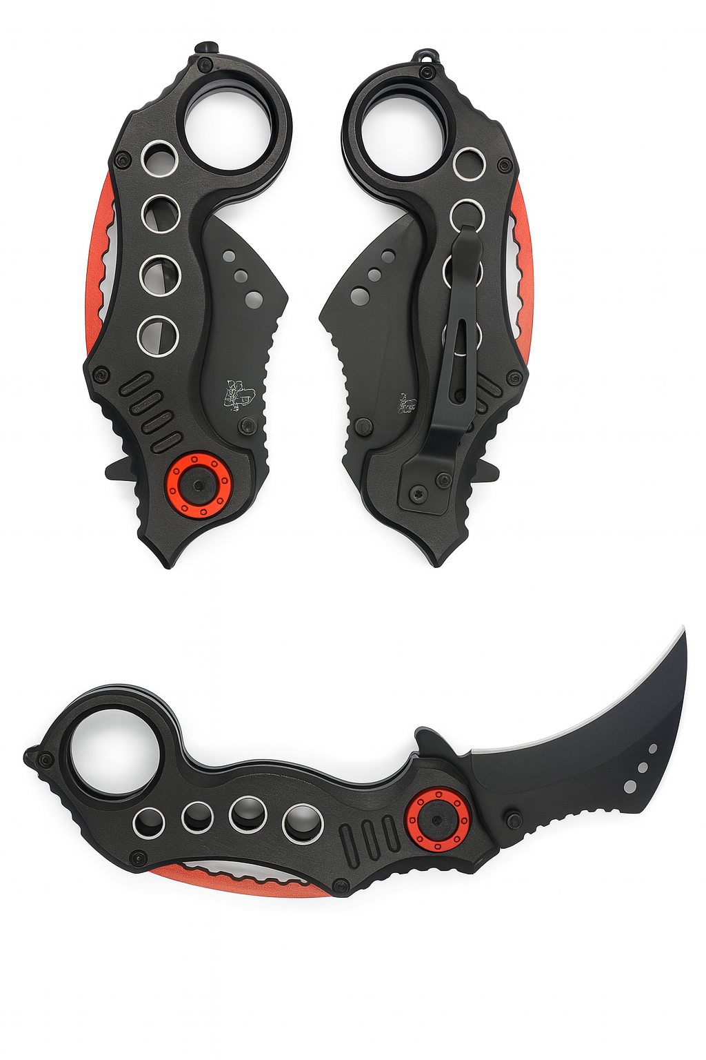 3" Black Blade / Black w Red Trim