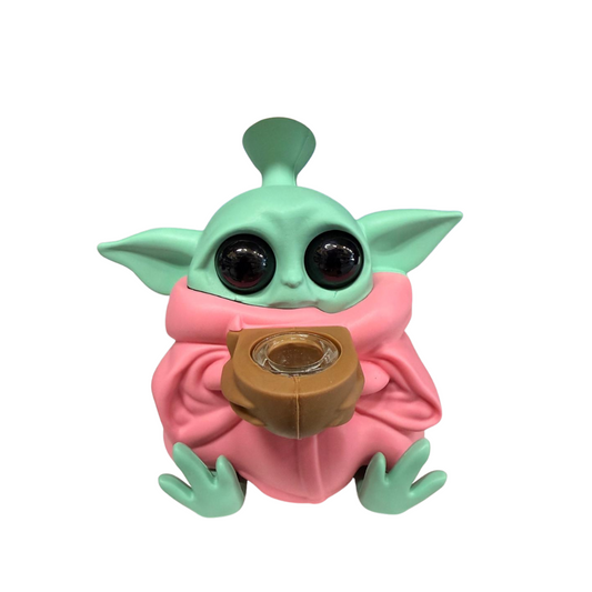 4.8'' Baby Yoda Silicone Water Pipe Assorted Solid Colors
