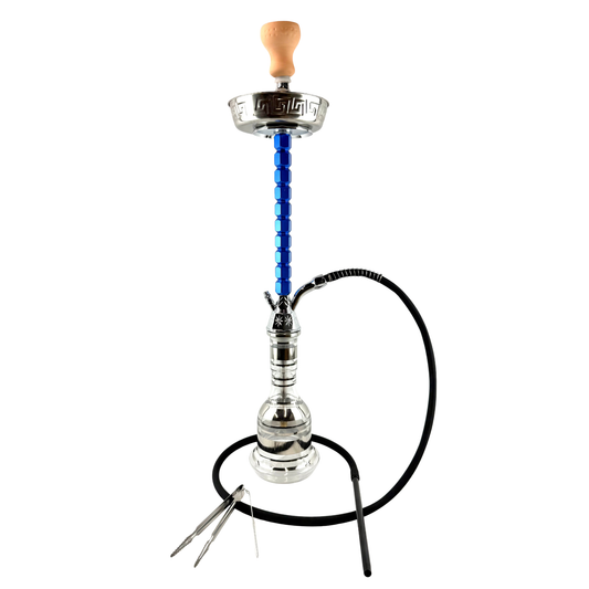 34" Mona Silver Plated Egyptian Base Single Hose Hookah