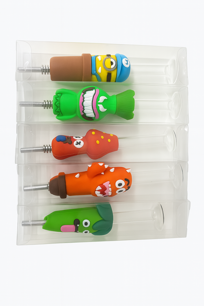 5"  Silicone Devil laugh  Design Glass Nectar Collector W/ Titanium Nai-4pcsl