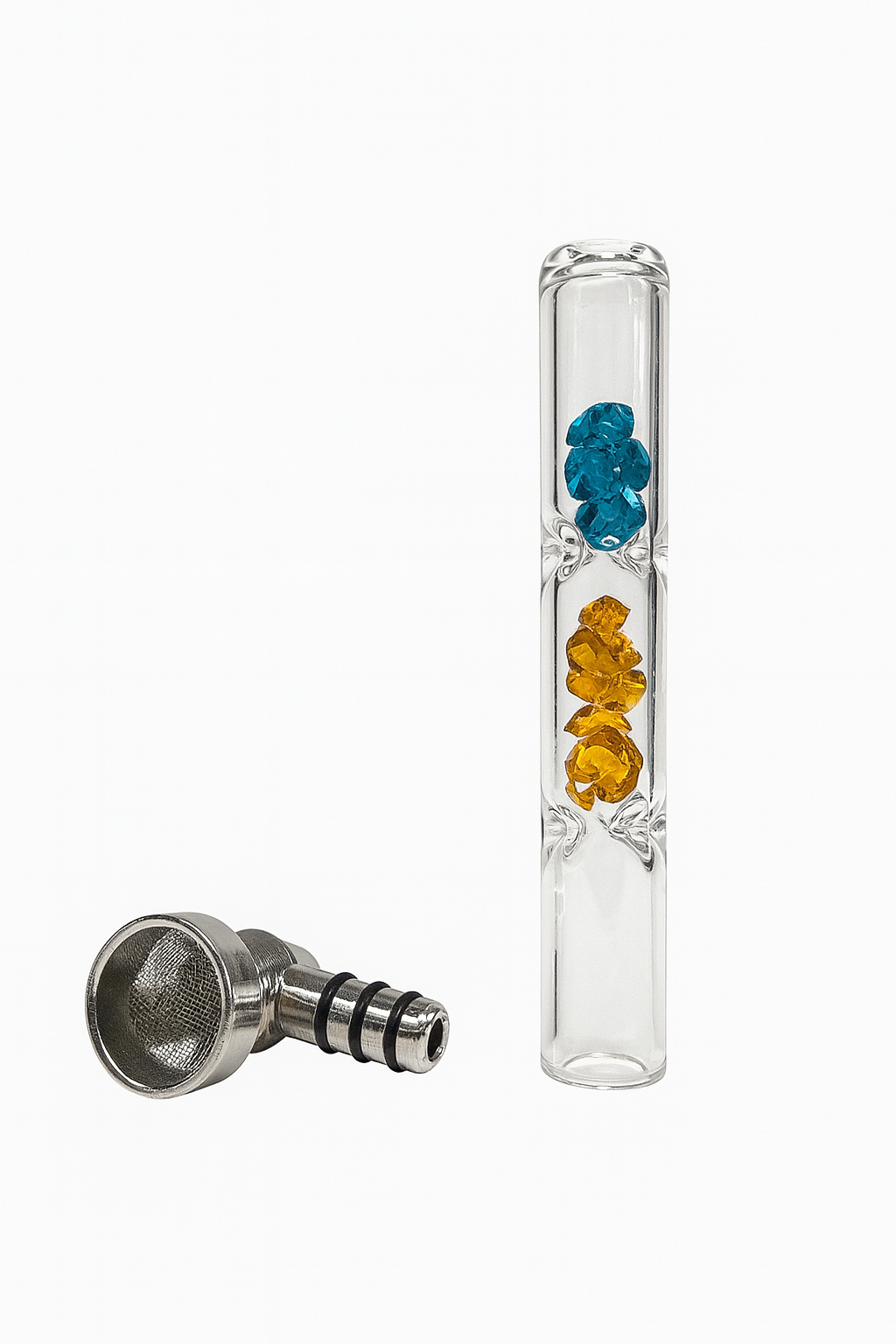 Smoking Glass hand pipe with Dual Diamond Filter