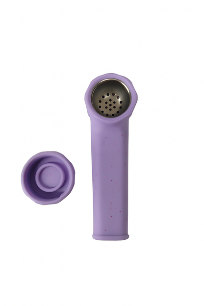 Silicone Smoking Pipe with Glass Bowl & Lid- Assorted