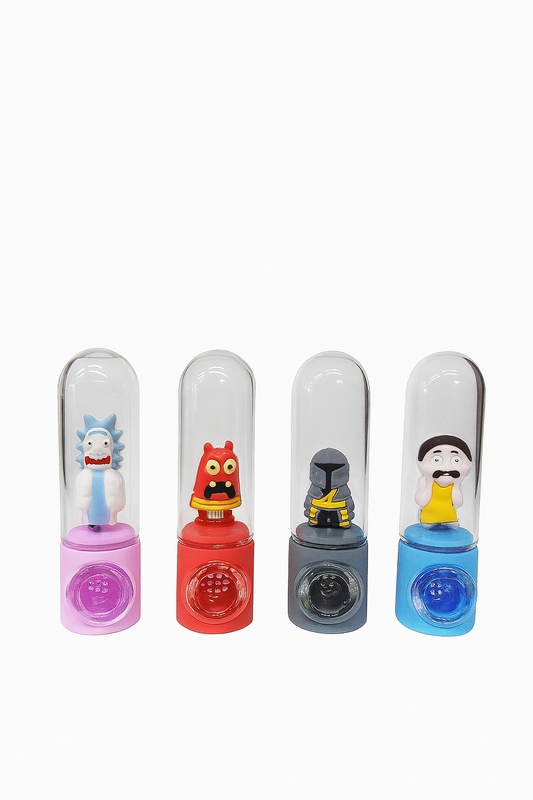  4.5'' Silicone Glass Hand Pipes with Wax Smoke Bubbler