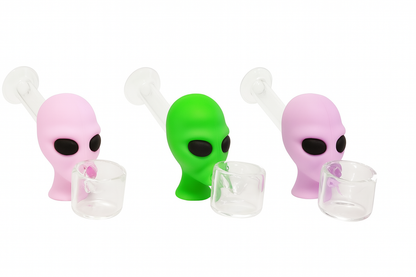 4'' SILICONE ALIEN HEAD GLASS HAND PIPE