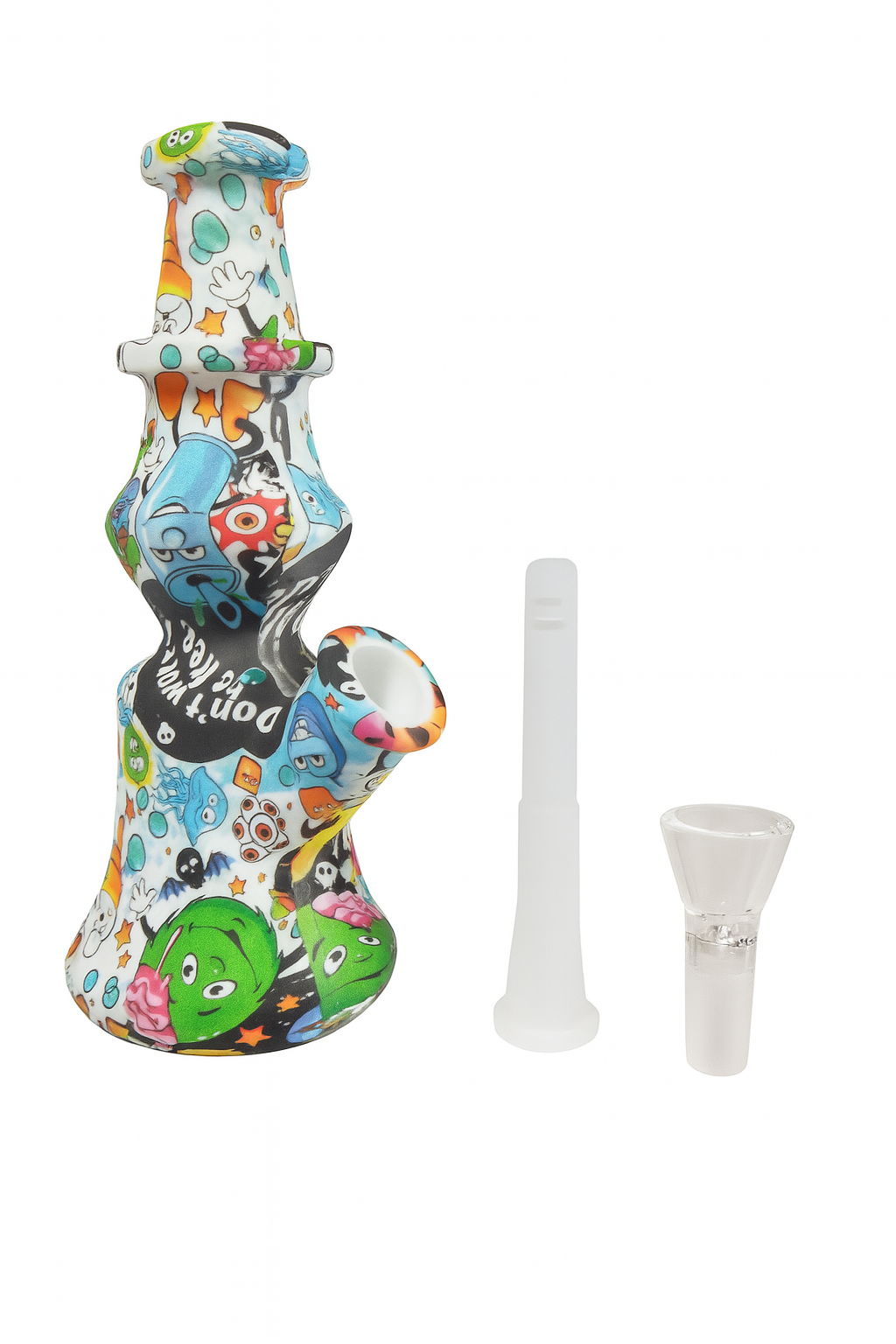 Silicone Cartoon  Water Pipe Wine Bottle Smoking Bong  With 14mm Glass Bowl