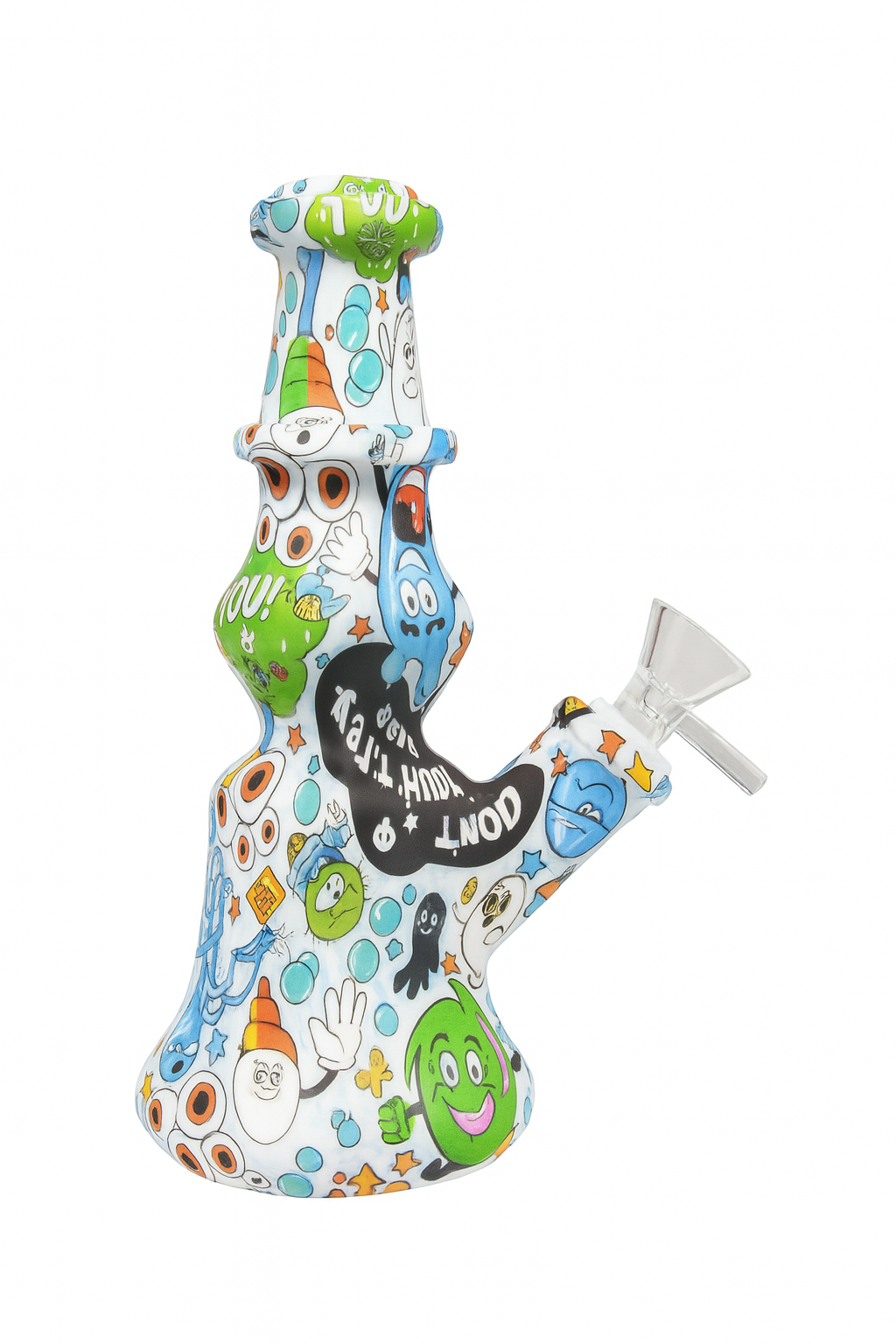 Silicone Cartoon  Water Pipe Wine Bottle Smoking Bong  With 14mm Glass Bowl