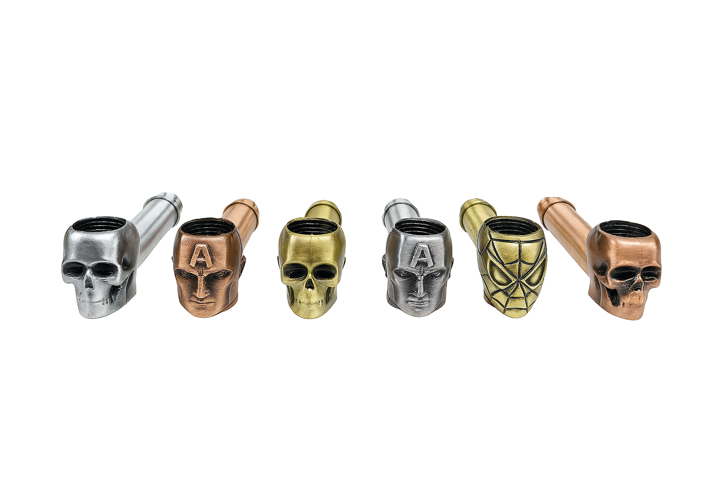 Skull Face Metal Smoking Handpipe-2pcs