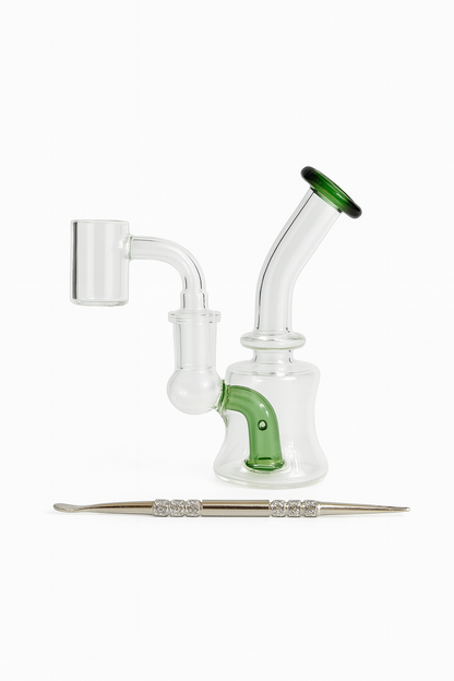 Smoke Set w/ 4.5" Glass Rig, Grinder, Jar, Ashtray, Sculpting Tool & 30 Cones