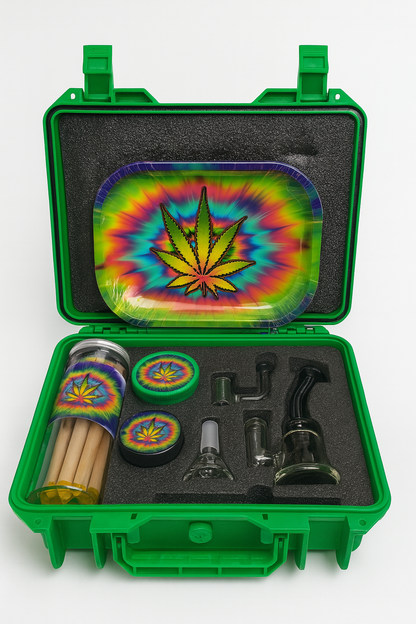 Smoke Set w/ 4.5" Glass Rig, Grinder, Jar, Ashtray, Sculpting Tool & 30 Cones