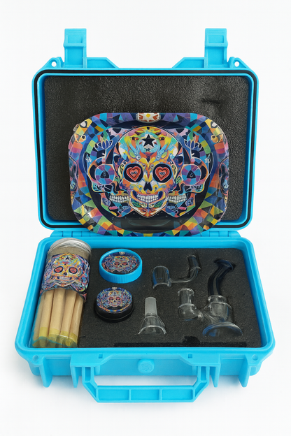 Smoke Set w/ 4.5" Glass Rig, Grinder, Jar, Ashtray, Sculpting Tool & 30 Cones