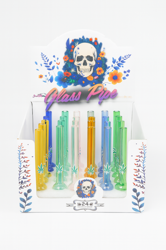 4''Handmade Glass Oil Burner Set with Colorful Leaf