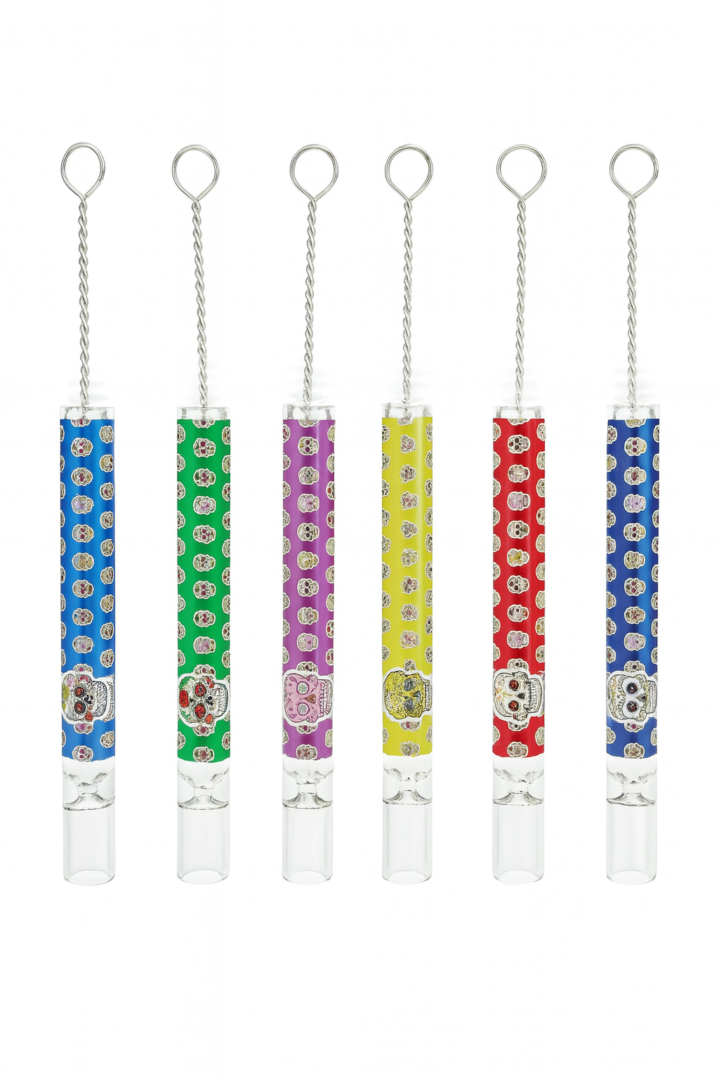 4.5'' Glass Chillum pipe with brush-Skull Design