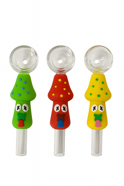 4" Silicone Character Sleeve Glass Hand Pipe