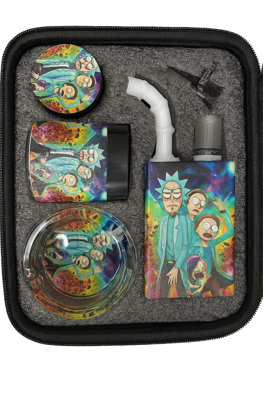 Smoke Set w/ 7"Juicy Rig , Grinder, Jar, Ashtray