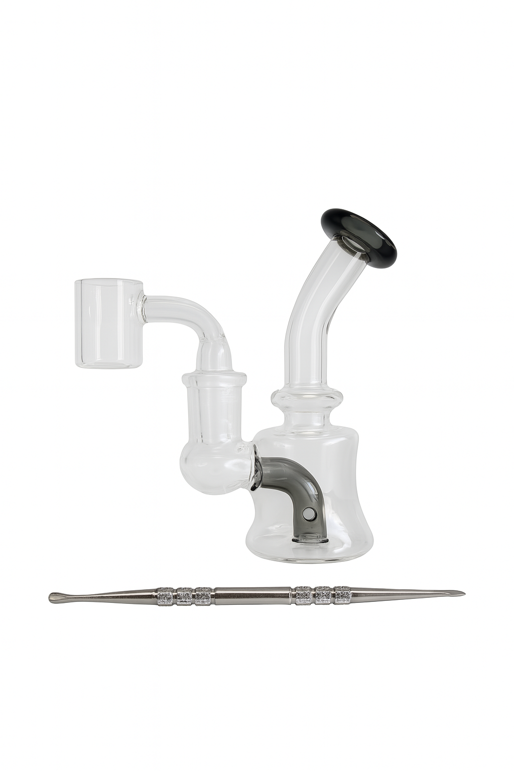 Smoke Set w/ 4.5" Glass Rig, Grinder, Jar, Ashtray, Sculpting Tool & 30 Cones