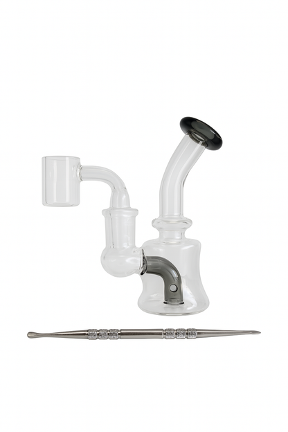 Smoke Set w/ 4.5" Glass Rig, Grinder, Jar, Ashtray, Sculpting Tool & 30 Cones