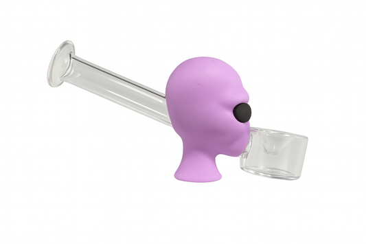 4'' SILICONE ALIEN HEAD GLASS HAND PIPE