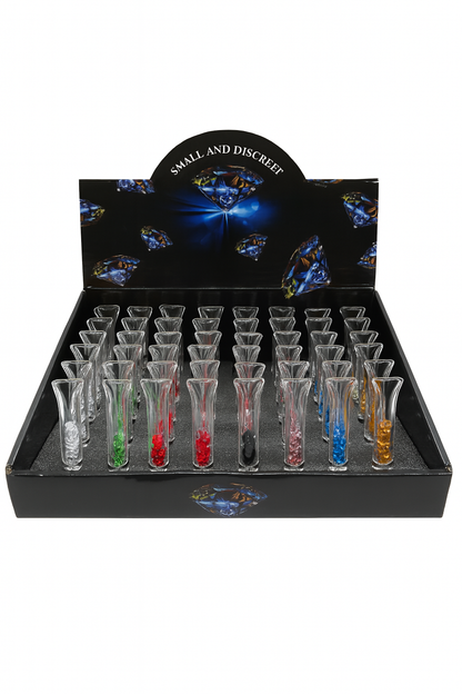 2.5'' Colorful Glass Straight Chillum Pipe with Crystal