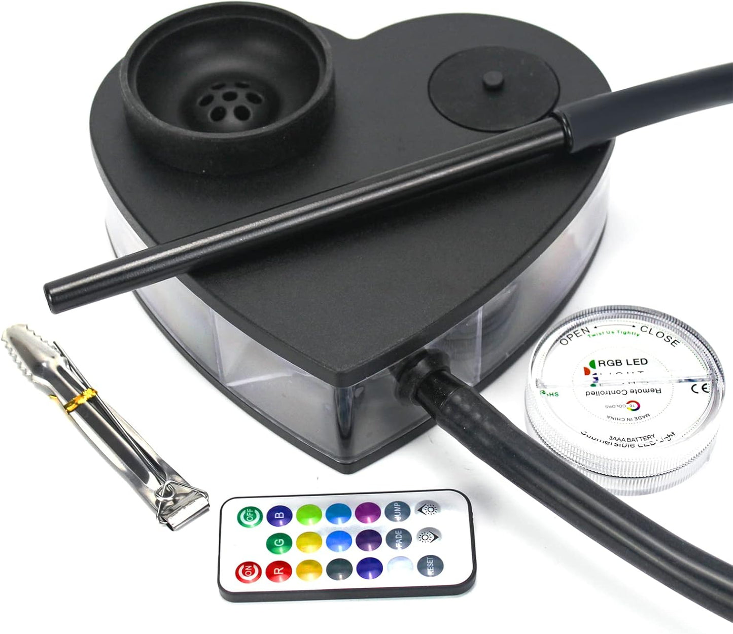 Hookah Set, Heart Shaped Portable Hookah with Led Light