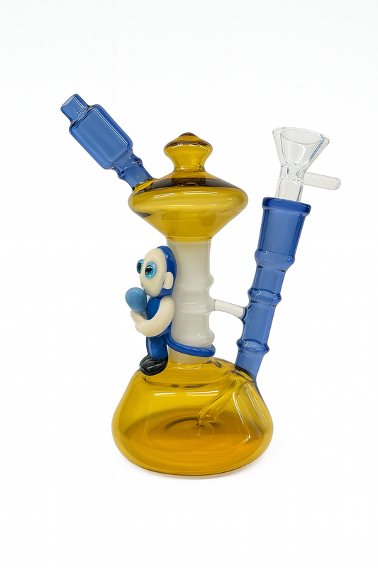 7" Blue Yellow Mixed Baby Dino Glass Water Pipe/Bong