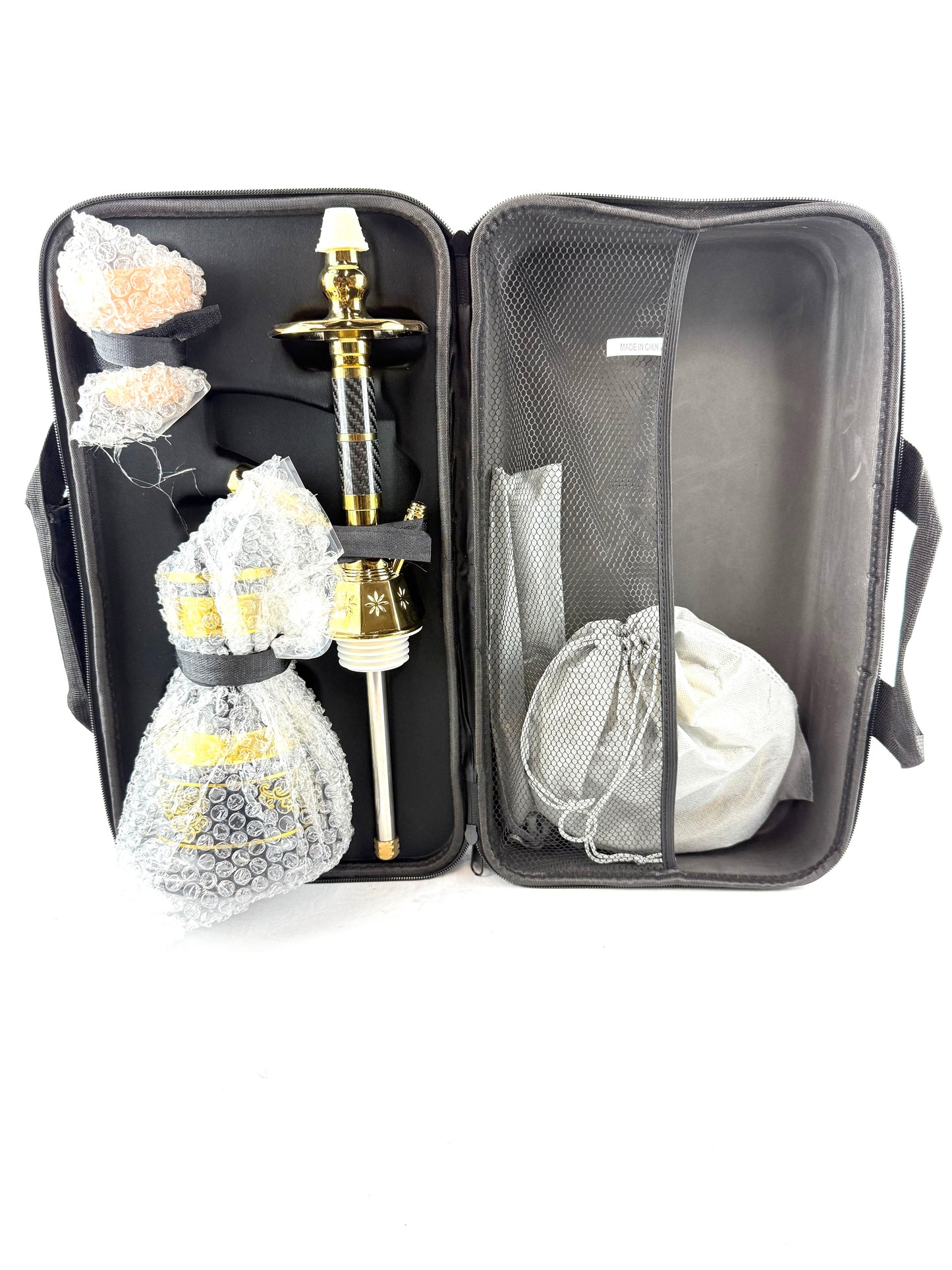 22" Mona Gold Plated Engraved Glass Base Egyptian Style Single Hose Hookah