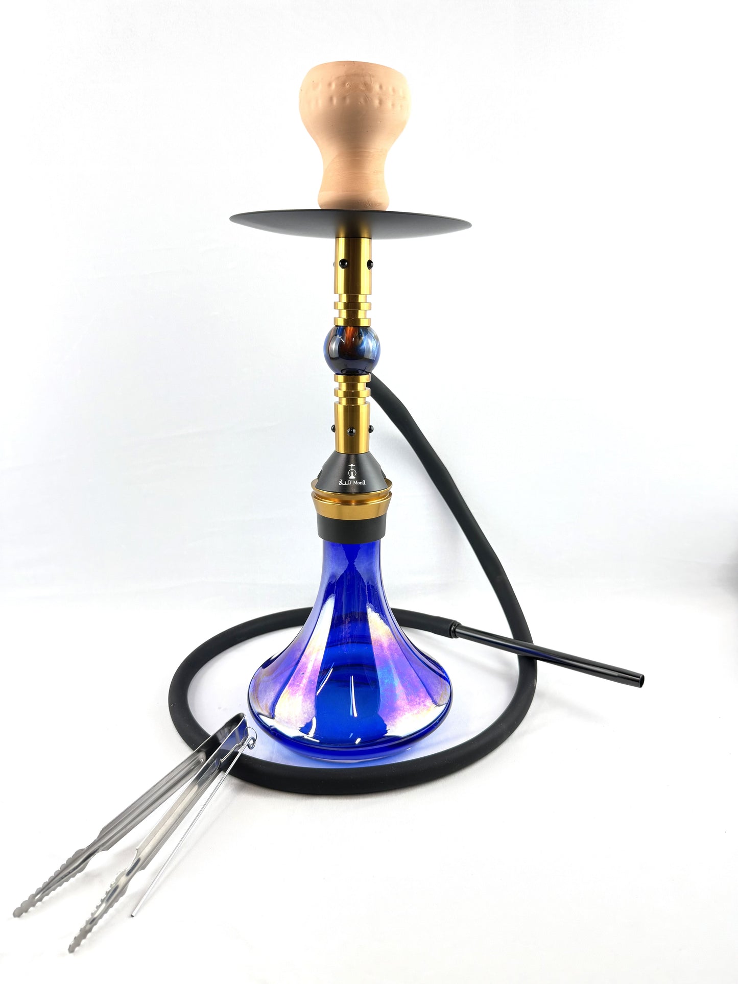 18" Mona Conical Assorted Base With Brass Plated Body Single Hose Hookah