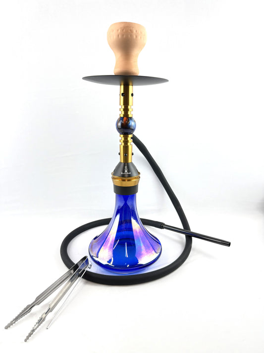 18" Mona Conical Assorted Base With Brass Plated Body Single Hose Hookah