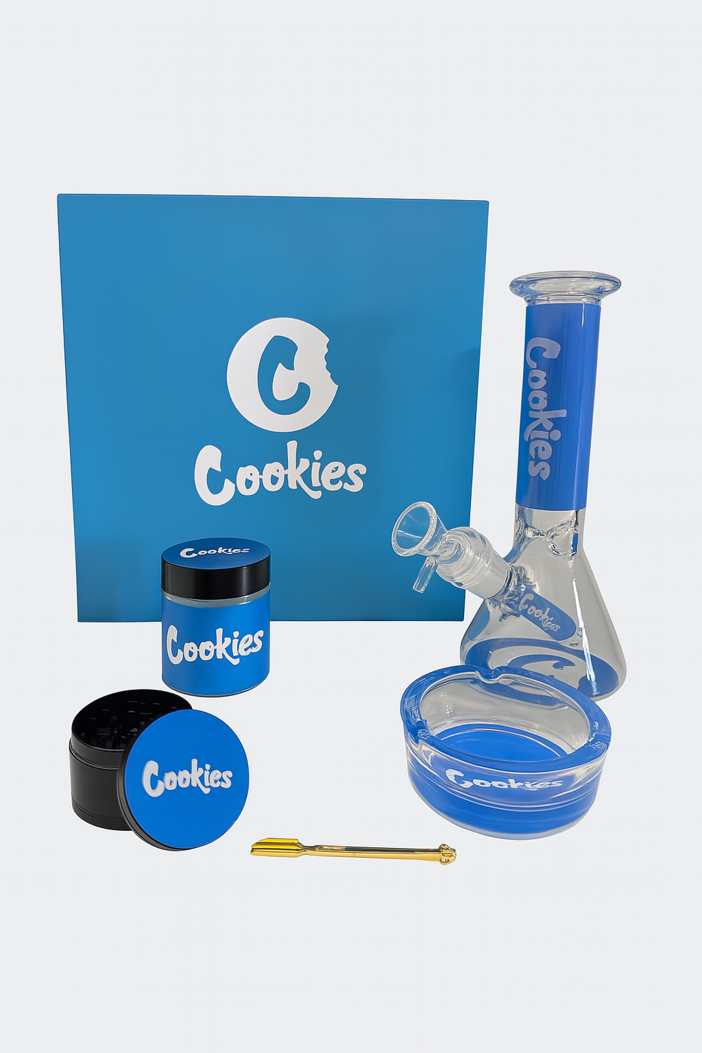 Smoke Set 7.5" Cookies Bite Glass Rig w/ Grinder