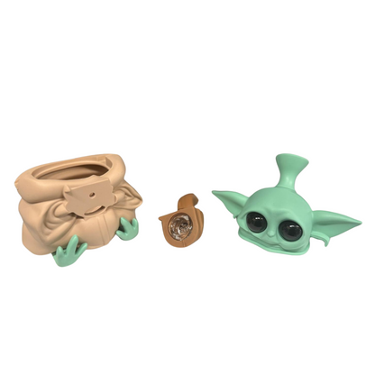 4.8'' Baby Yoda Silicone Water Pipe Assorted Solid  Colors 