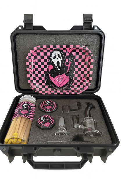 Smoke Set w/ 4.5" Glass Rig, Grinder, Jar, Ashtray, Sculpting Tool & 30 Cones