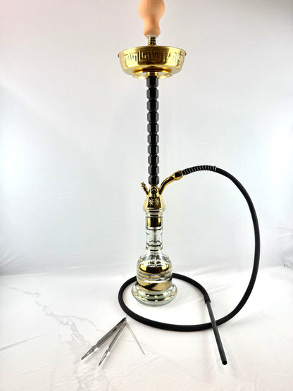 34" Mona Gold Plated Egyptian Base Single Hose Hookah
