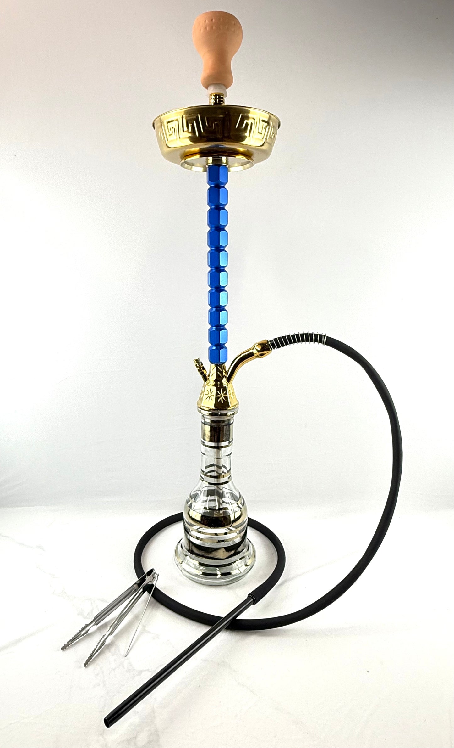 34" Mona Gold Plated Egyptian Base Single Hose Hookah