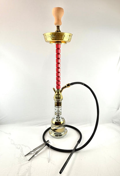 34" Mona Gold Plated Egyptian Base Single Hose Hookah