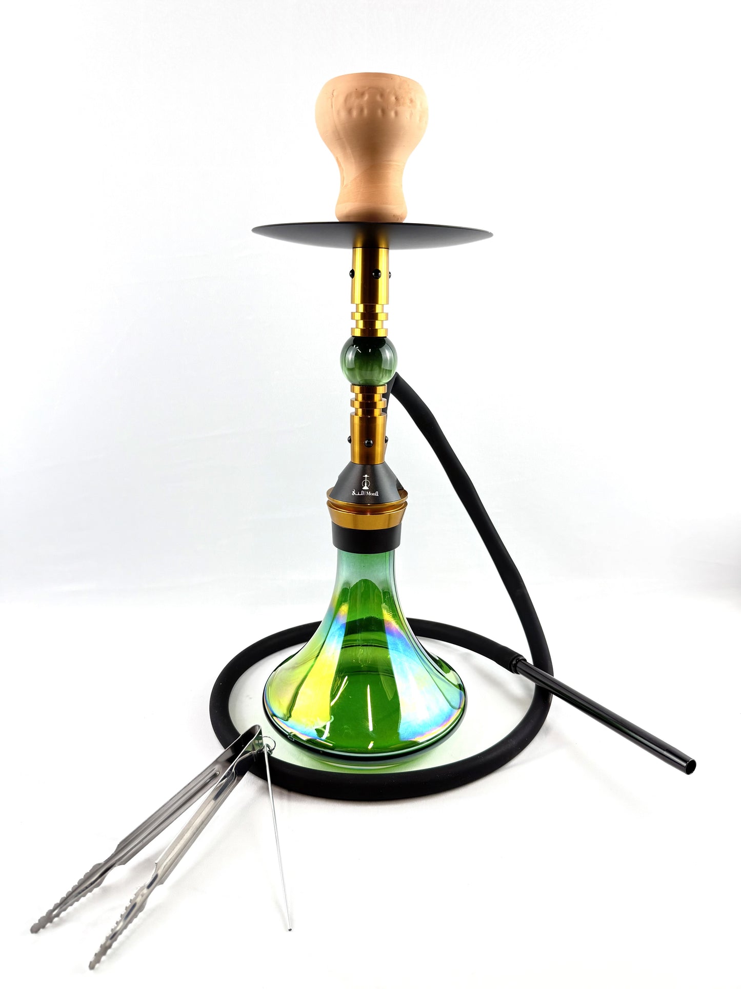18" Mona Conical Assorted Base With Brass Plated Body Single Hose Hookah