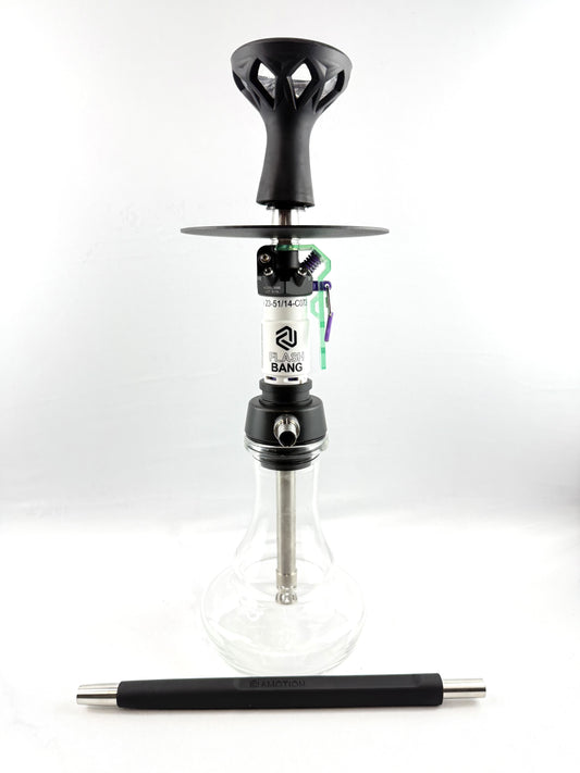 19" Flash Bang Clear Glass Base Single Hose Hookah