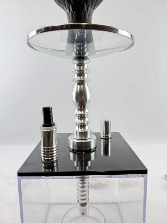 Square Acrylic Hookah Set With Multicolor LED Light, Silicone Bowl