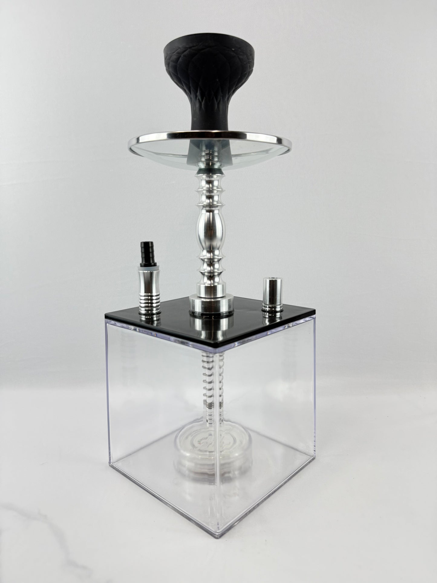 Square Acrylic Hookah Set With Multicolor LED Light, Silicone Bowl