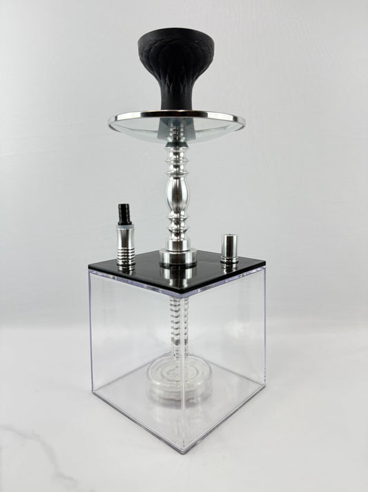 Square Acrylic Hookah Set With Multicolor LED Light, Silicone Bowl