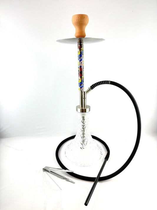 25" Mona Conical Knurl Base print Designed Body Single Hose Hookah