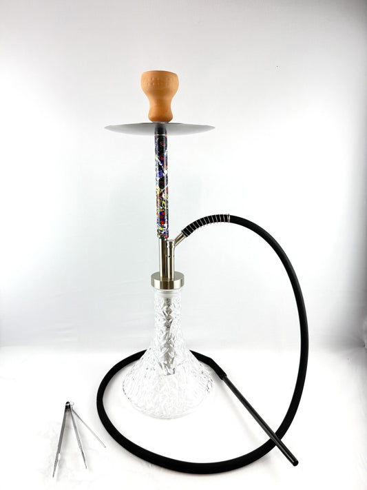 25" Mona Conical Knurl Base print Designed Body Single Hose Hookah