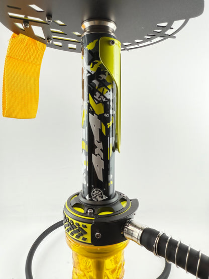 23" Mona Assorted Grooved Glass Base Multicolor Metal Body Single Hose Hookah